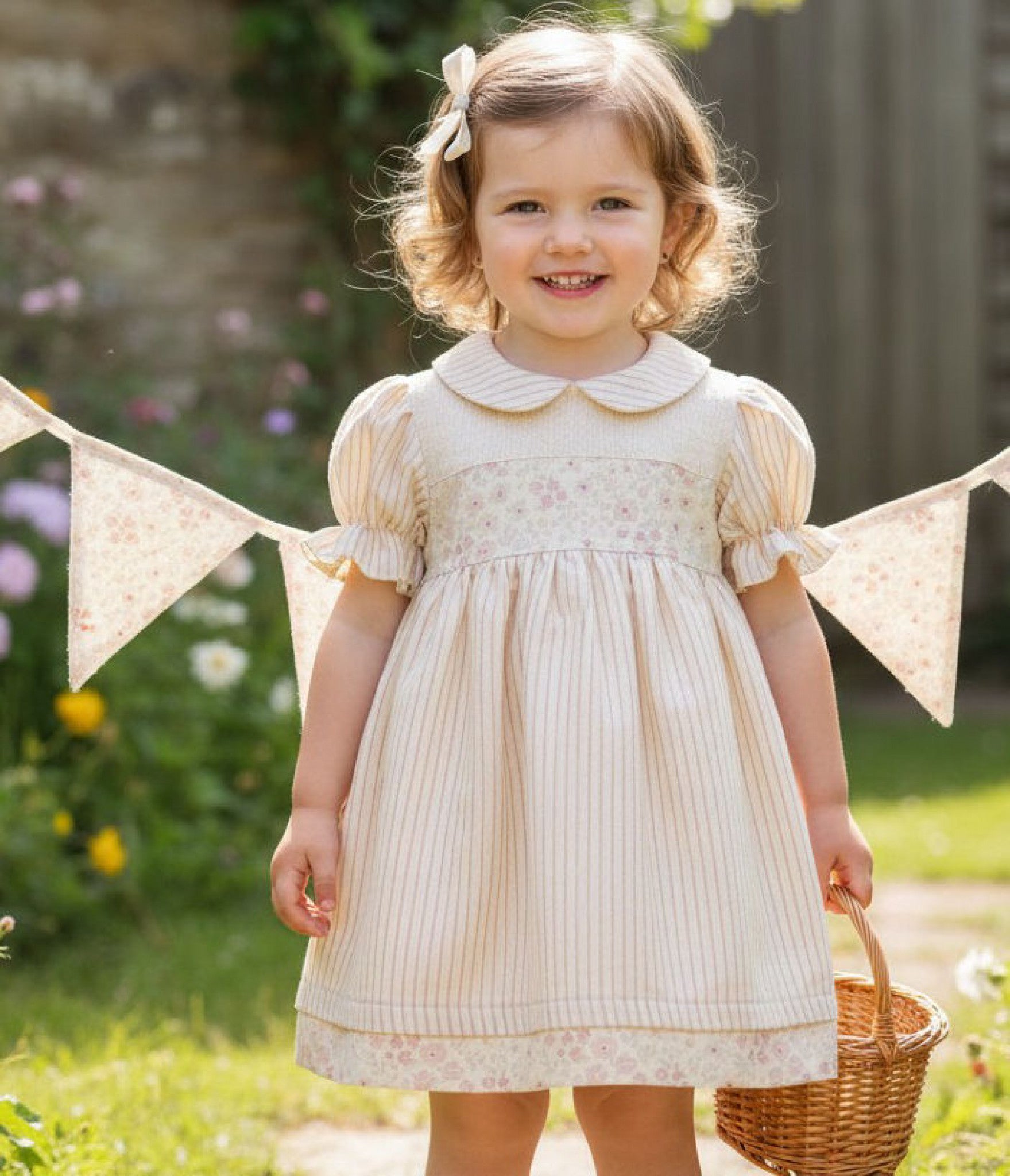 Floral stripe woven dress
