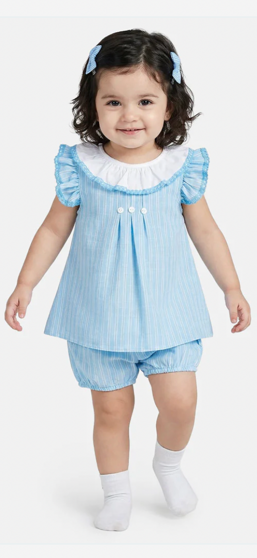 Spanish striped frilly dress&pants