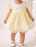 Lemon yellow smock lace and and bow