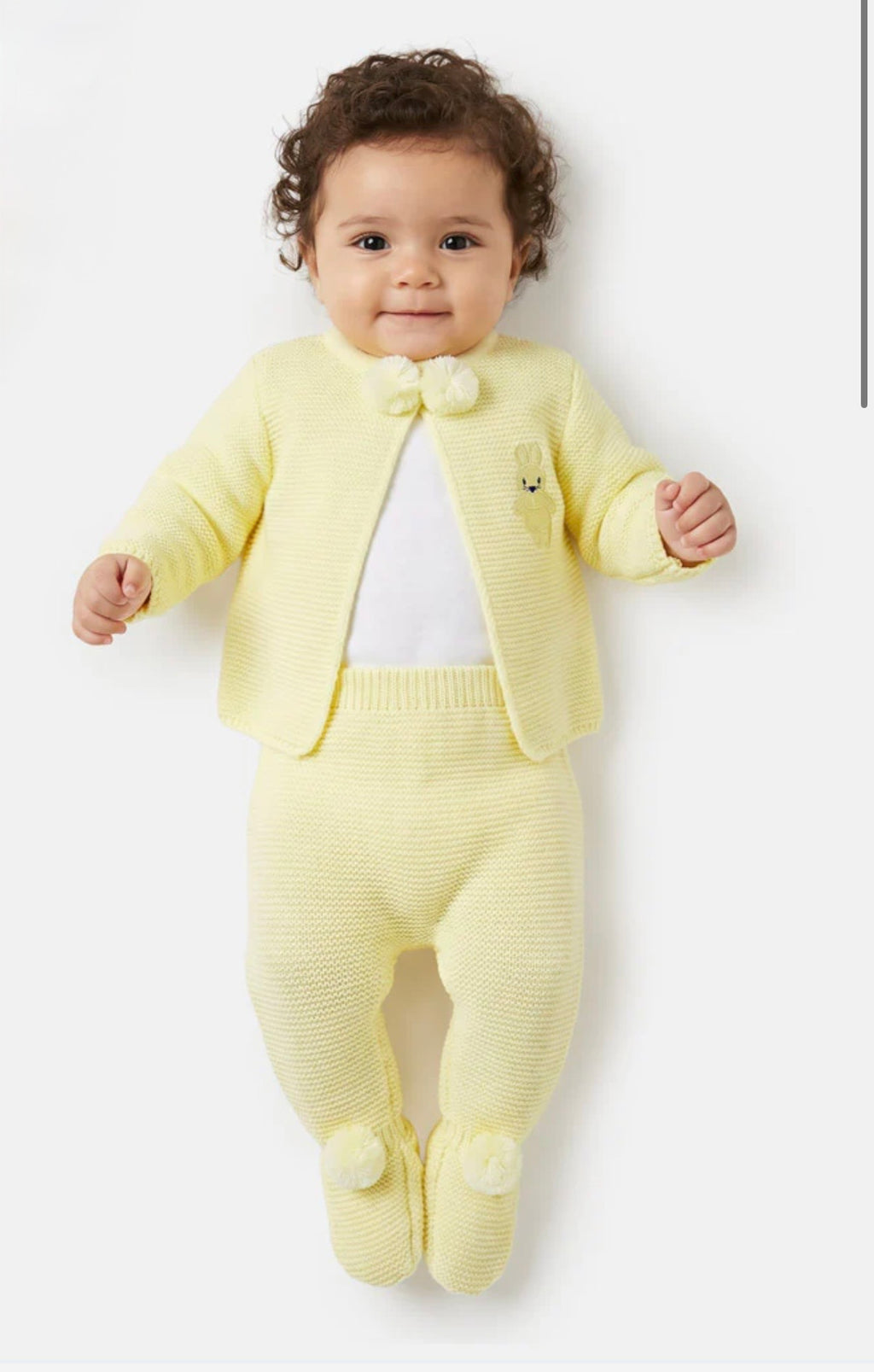 Baby knitted pom pom cardigan and trousers