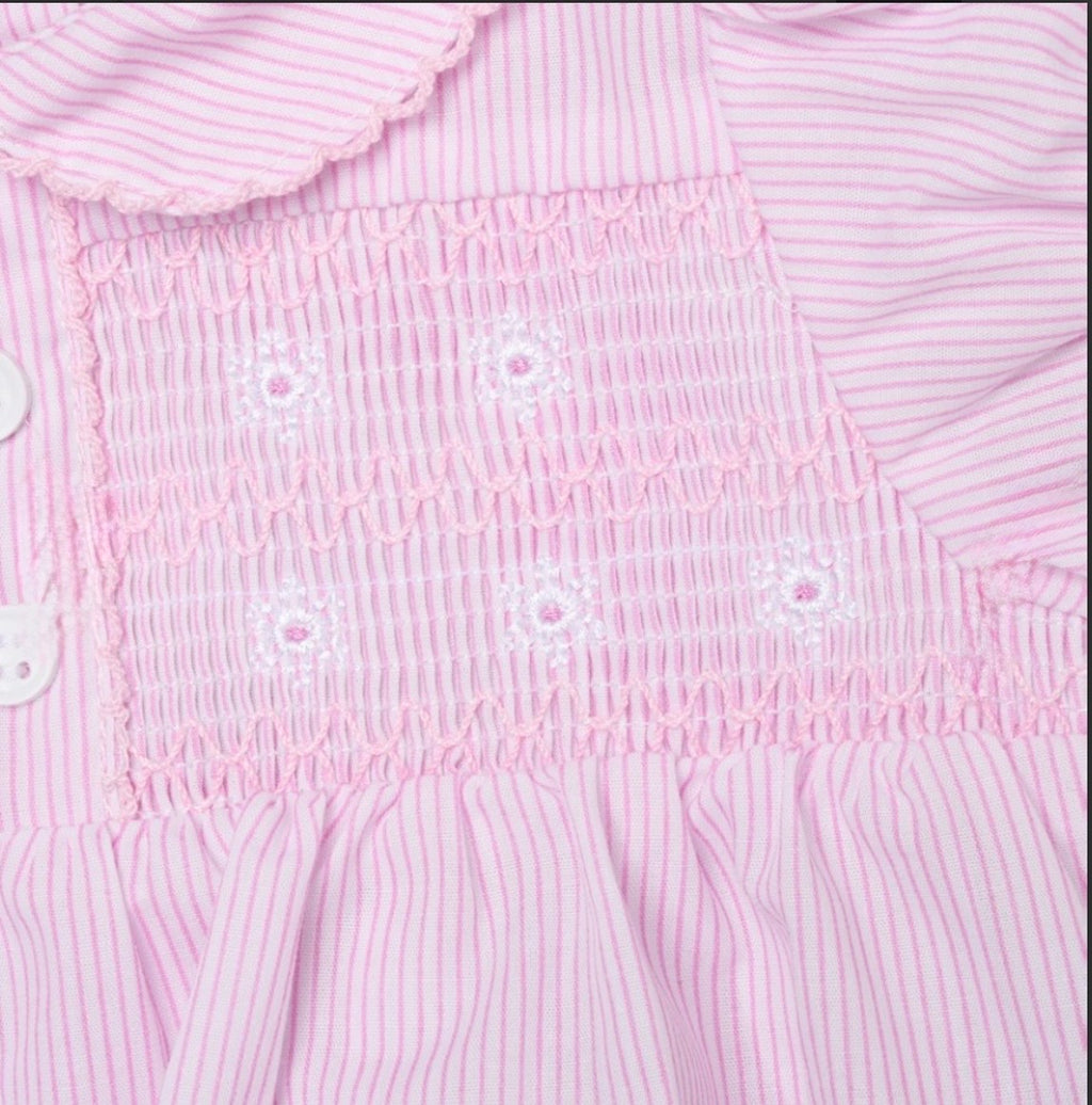 Smock flower romper baby girls, baby pink summer outfit