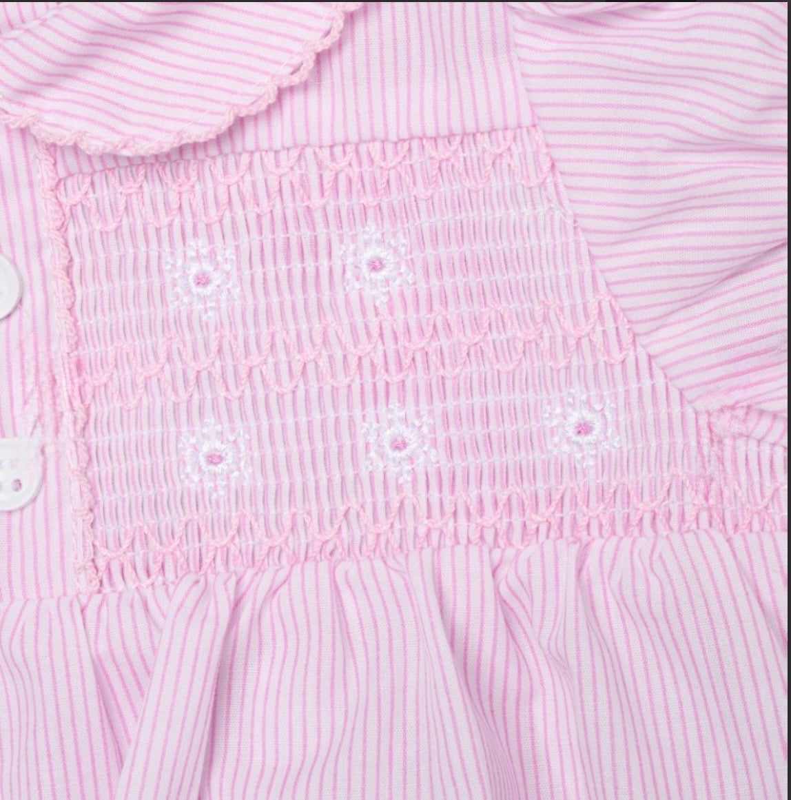 Smock flower romper baby girls, baby pink summer outfit