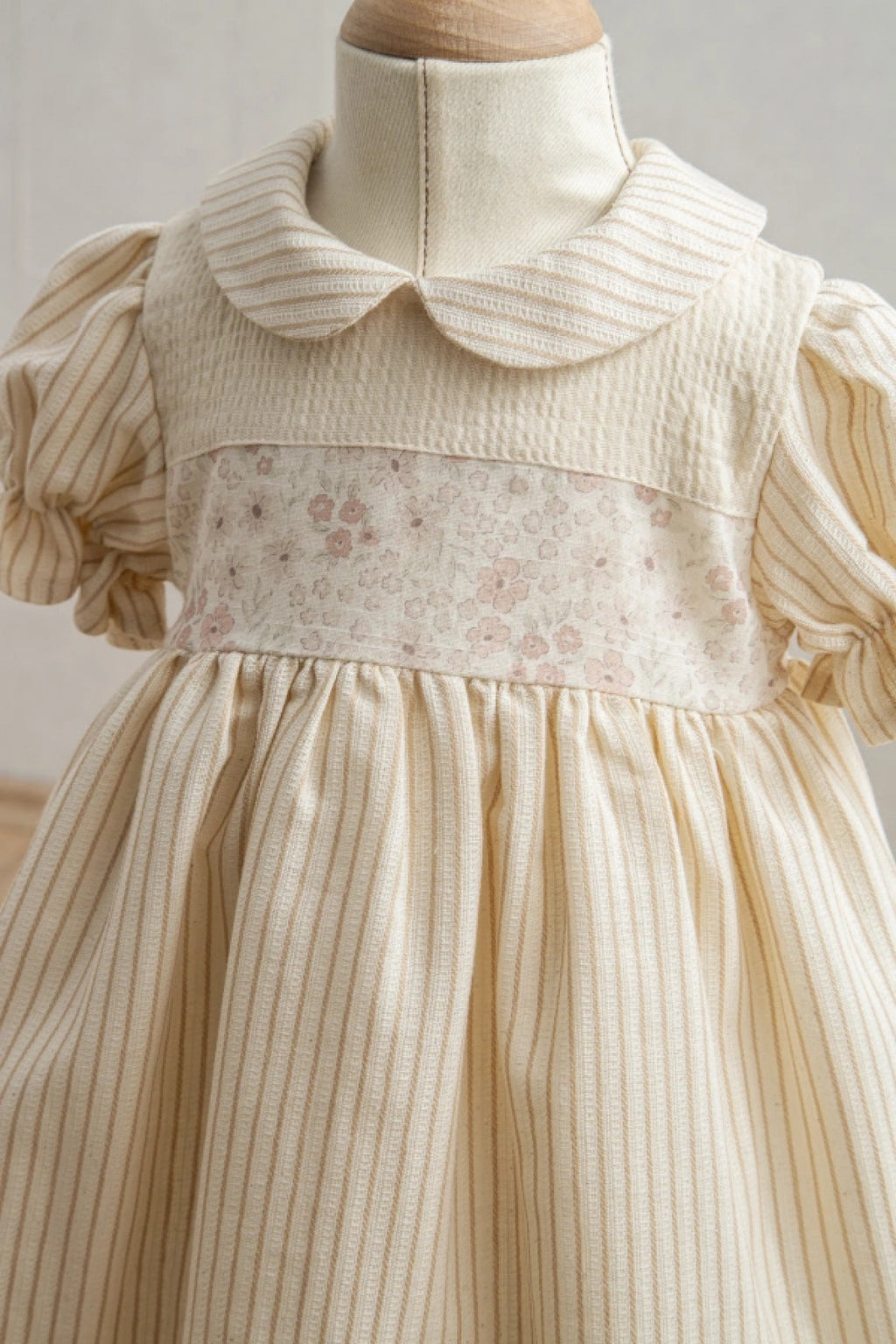Floral stripe woven dress
