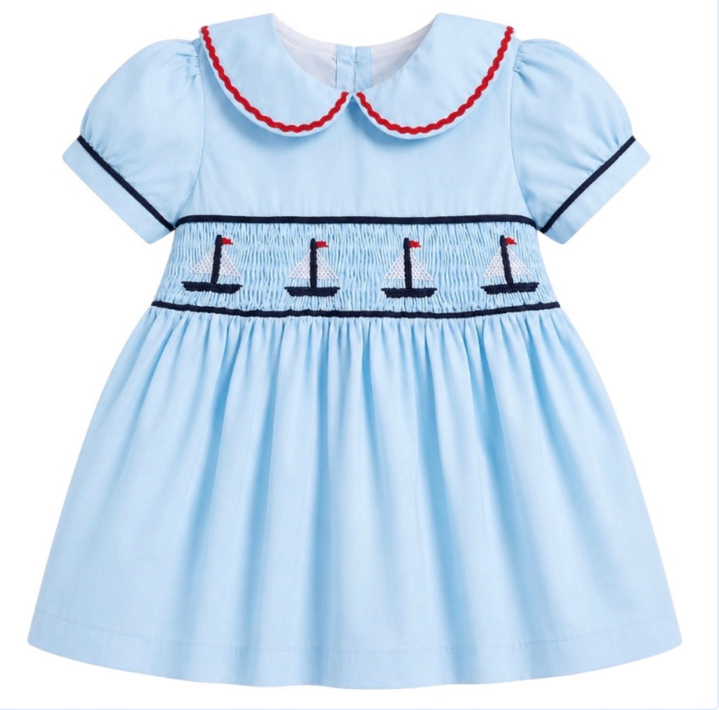 Hand Smock Sailboat Dress