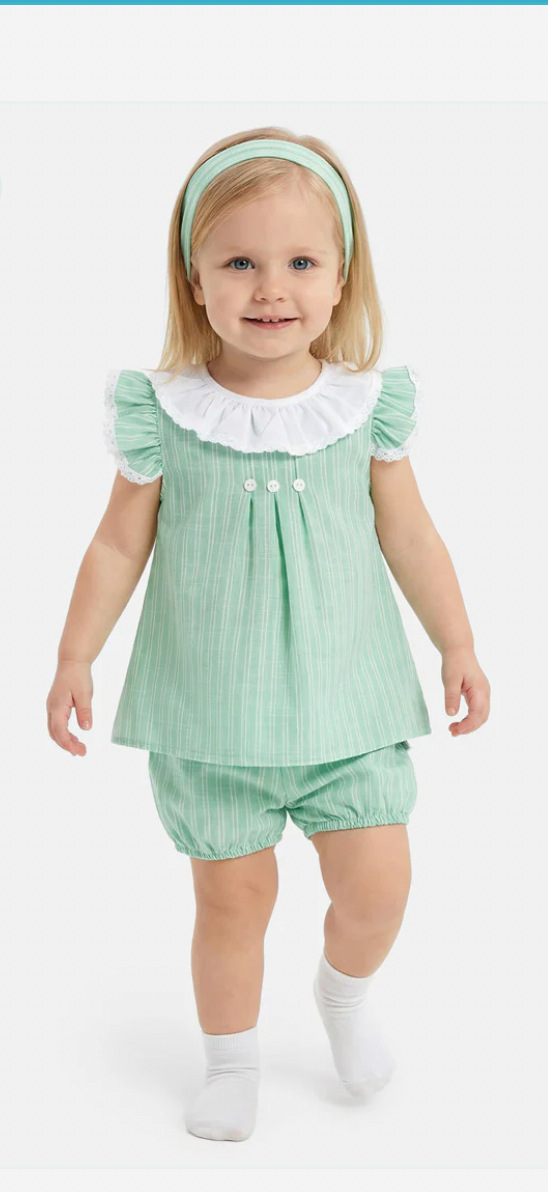 Spanish striped frilly dress&pants