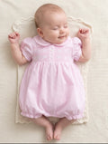 Smock flower romper baby girls, baby pink summer outfit