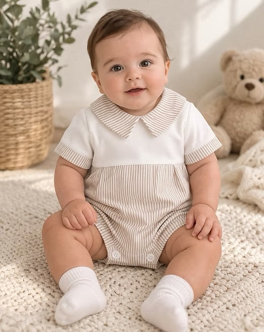 Pinstripe Beige Romper