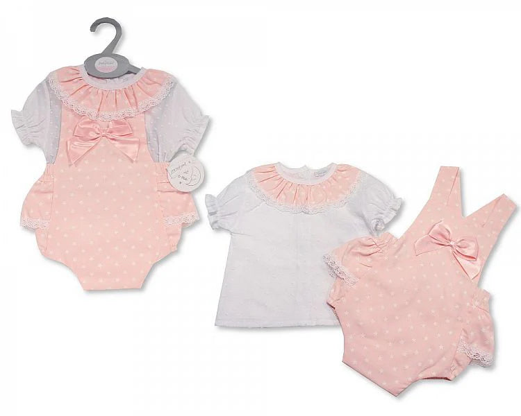 Blush pink spotted romper set