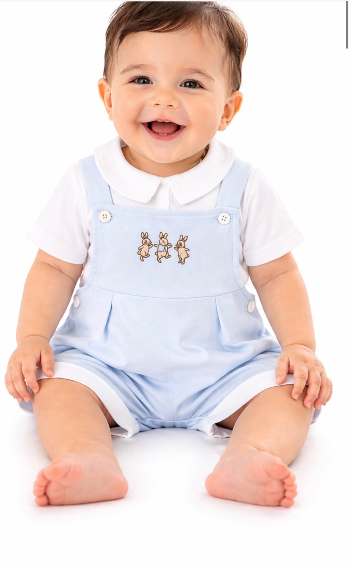 Bunny Embroidered Dungarees Set