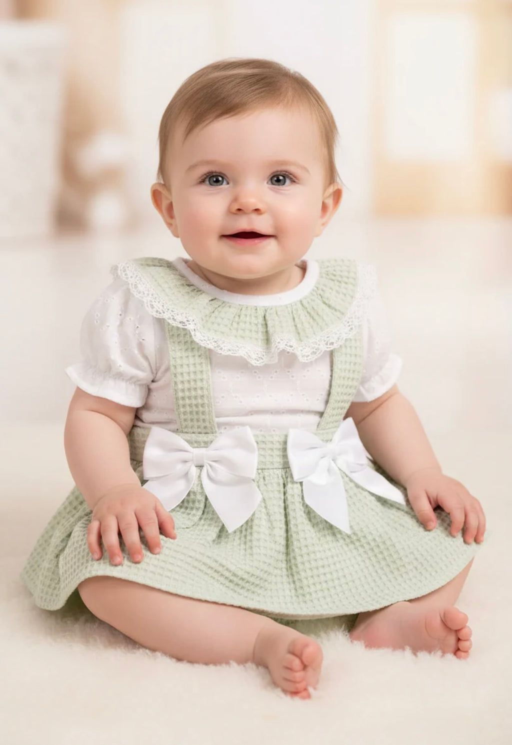 Sage green waffle romper