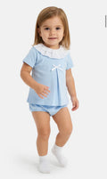 Baby Girl Spanish Romper Set | Rosalia Collection 2 Piece Outfit  | Frill Collar Bloomers Set | Occasion Baby Outfit