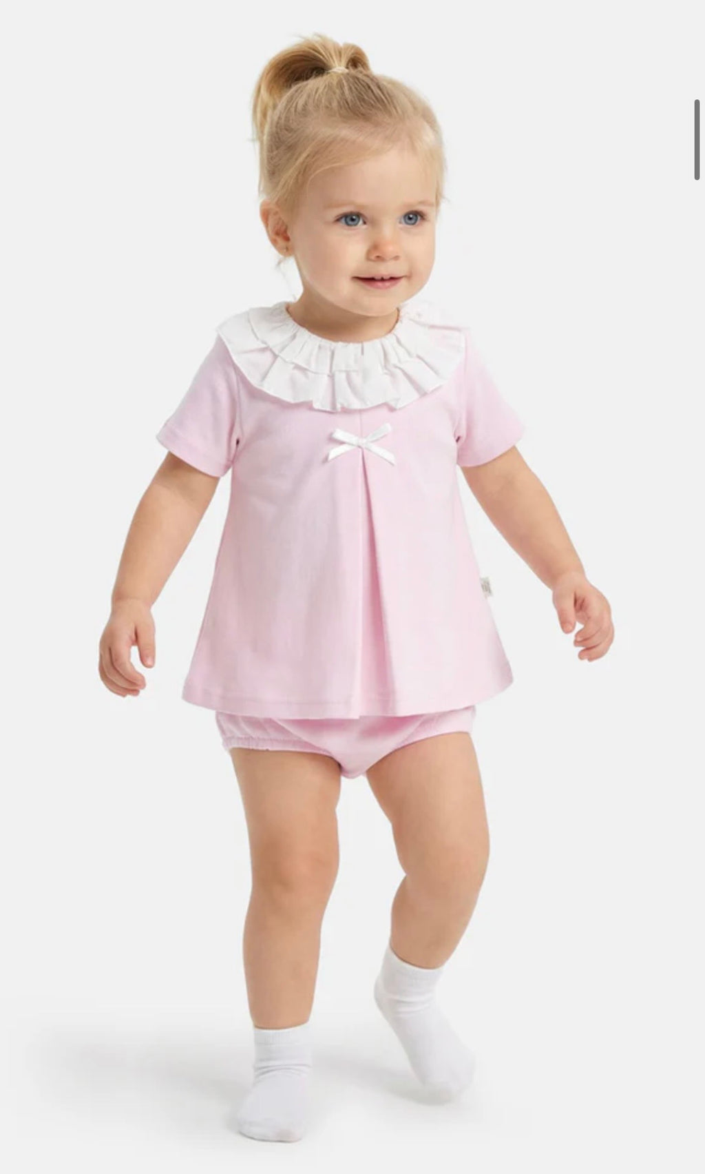Baby Girl Spanish Romper Set | Rosalia Collection 2 Piece Outfit  | Frill Collar Bloomers Set | Occasion Baby Outfit