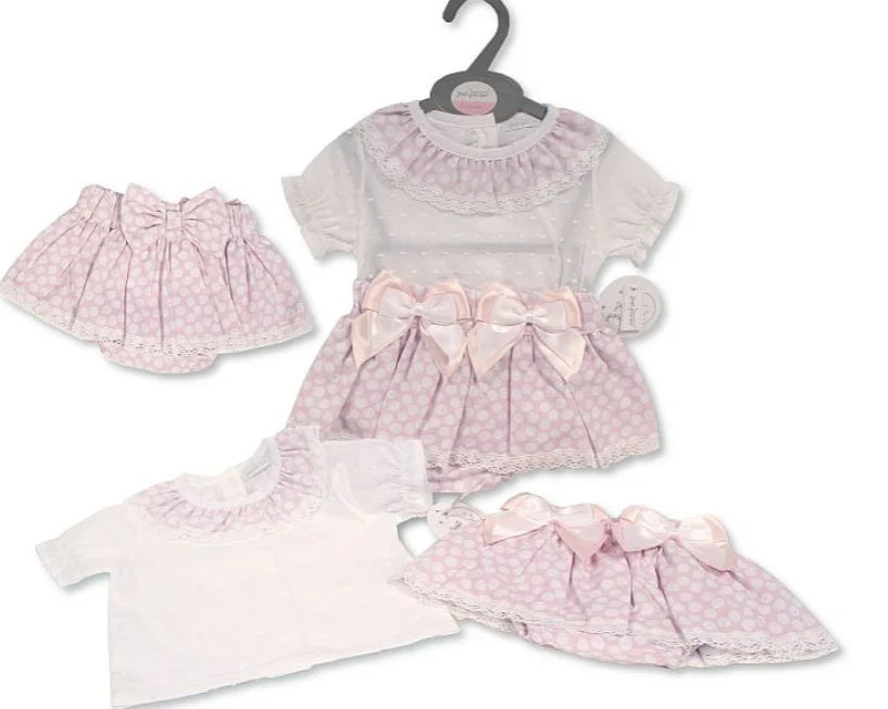 Lace and bow skirt set