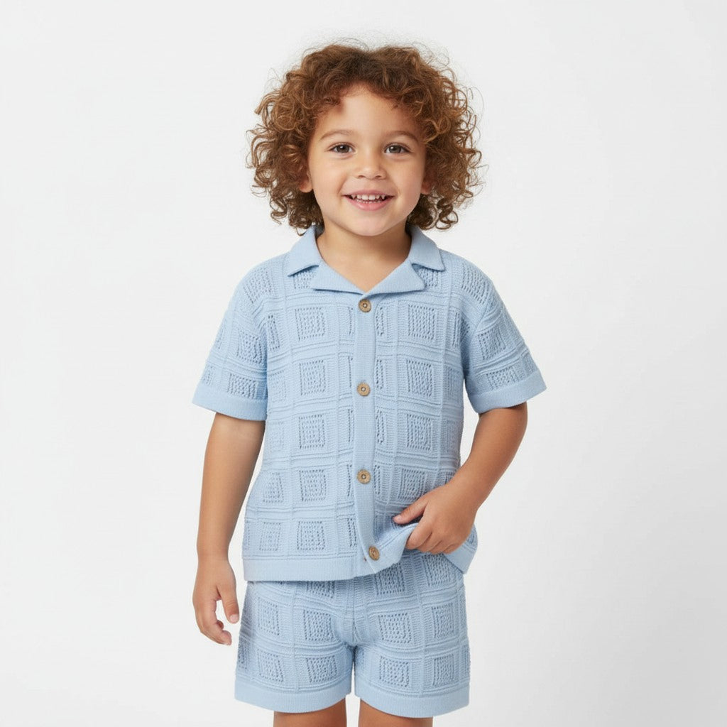 Blue Cotton Knit set