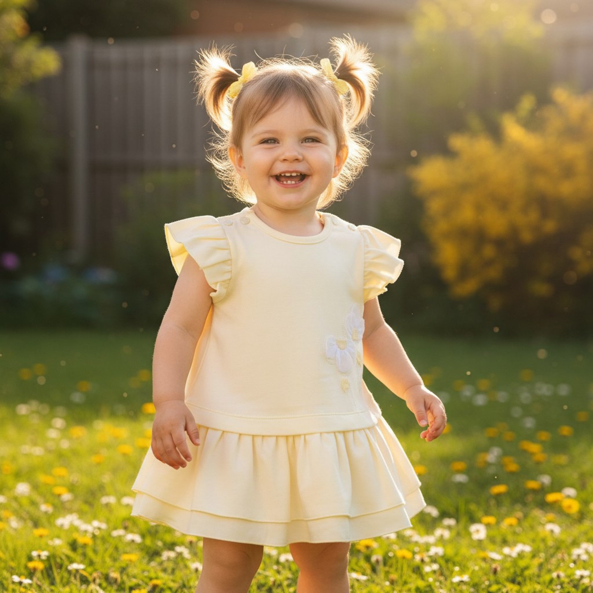Lemon Yellow Flower Dress