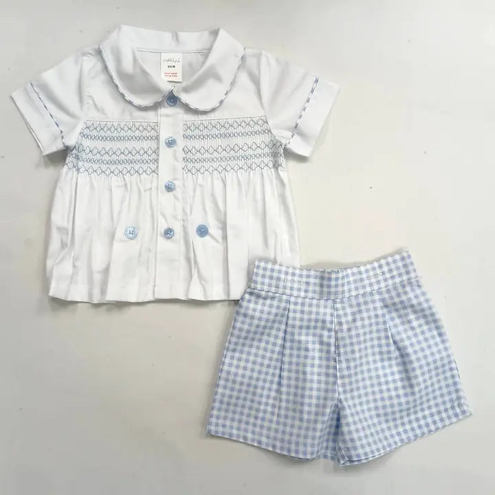 Blue Check Short Set