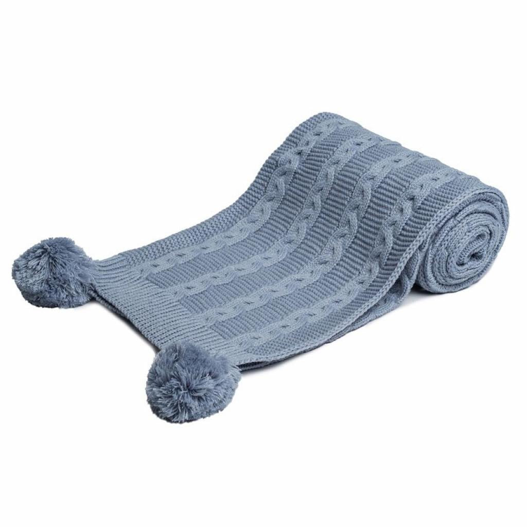 Dusty Blue Cable Knit Blanket