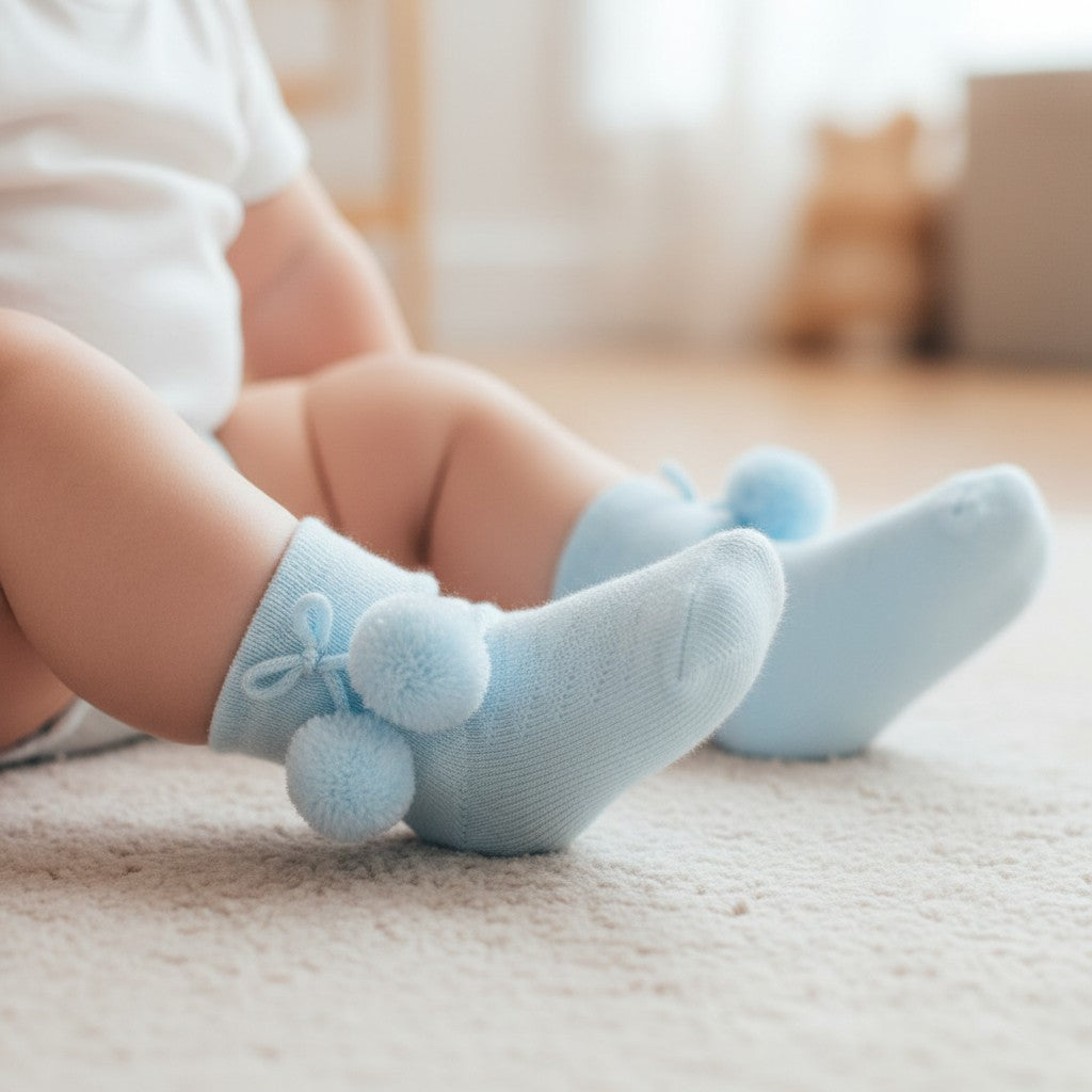 Blue Pom Pom sock