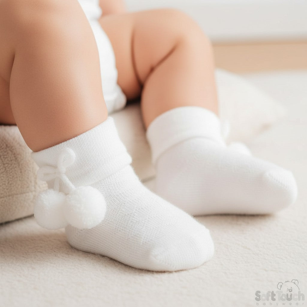 White Pom Pom Socks
