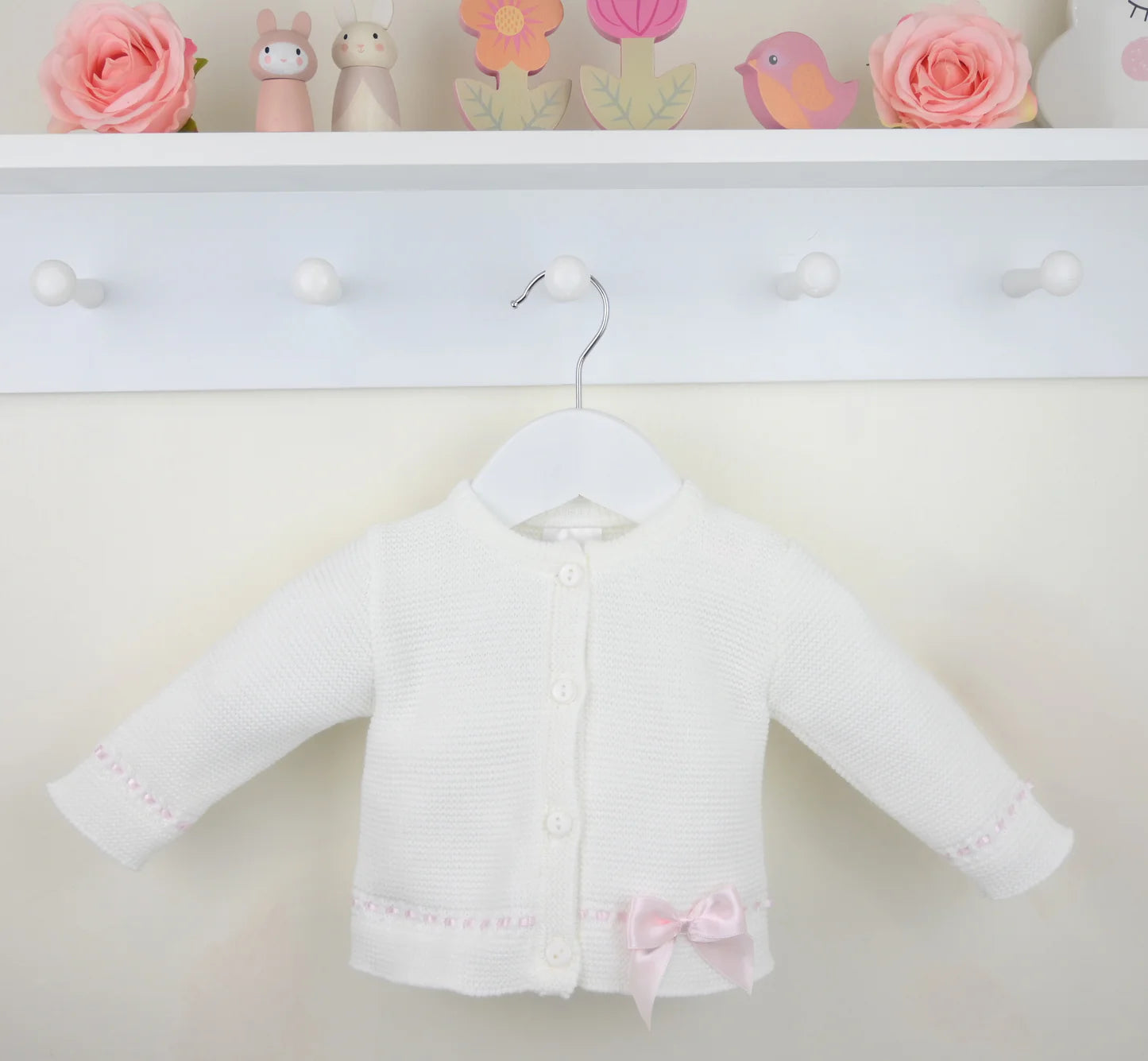 Pink&White Bow Cardigan